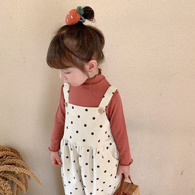 宝宝打底衫纯棉女童秋冬2024新款儿童半高领冬装洋气长袖T恤上衣