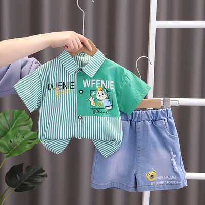 男童夏季套装宝宝夏装1一2-3-4岁男孩夏天衣服儿童衬衫短袖两件套