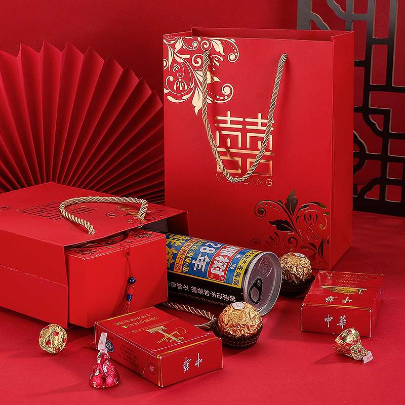 结婚喜糖手提袋空盒子礼物婚礼袋创意糖盒礼品袋回礼纸袋伴手礼盒