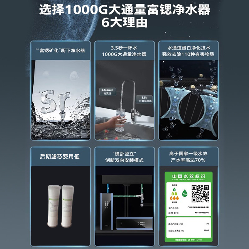 科小兽净水器家用厨房厨下式台下直饮RO反渗透过滤器富锶矿物水