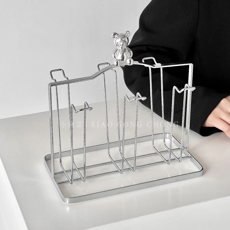 轻奢玻璃水杯挂杯子架子收纳置物架家用倒挂杯架茶杯沥水架带托盘