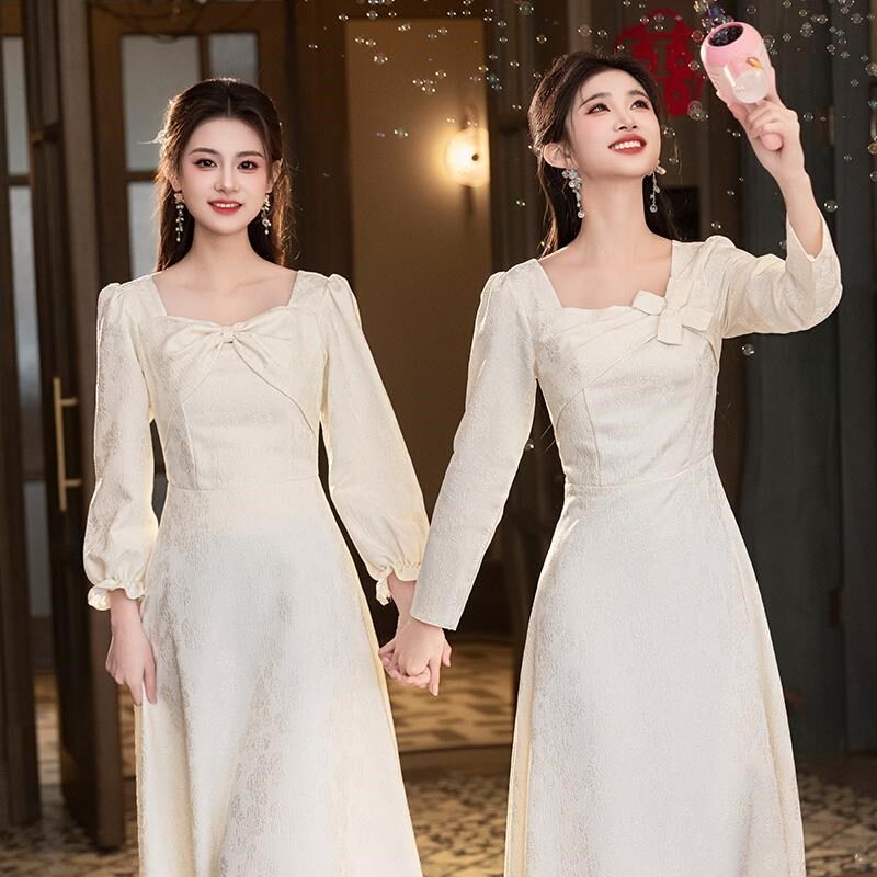 伴娘服女2025新款绝美小众高级感晚礼服主持人生日姐妹团裙小个子