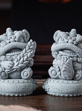 新中式舞狮好柿花生一对茶宠摆件可爱醒狮百财大卖送礼品桌面装饰