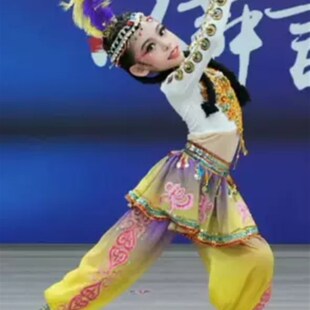 儿童新疆舞演出服手鼓舞民族少数民族维族维吾尔族阿孜古丽舞蹈服
