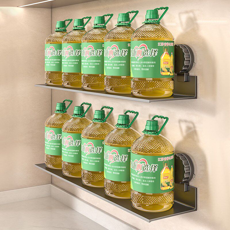 吸盘厨房置物架一字长条板免打孔调料品架卫生间墙上隔板收纳架子