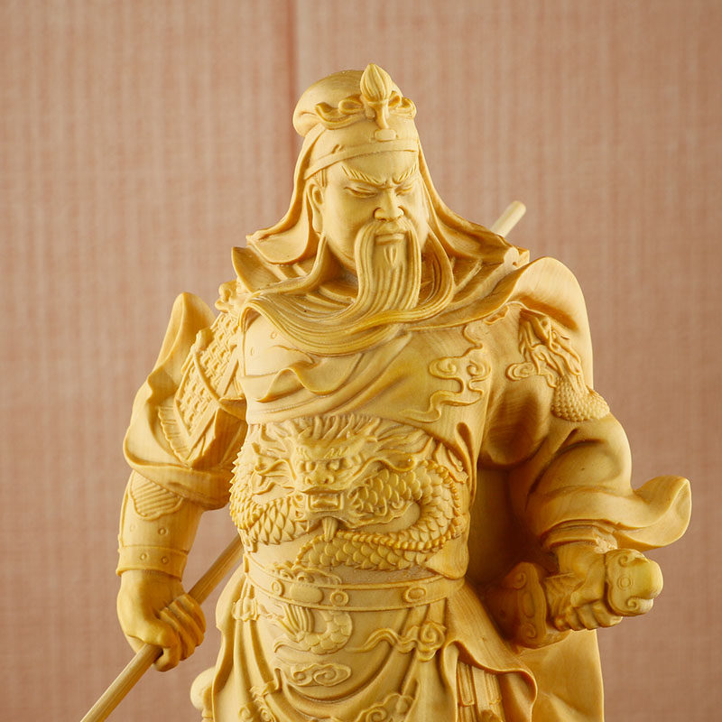 小叶黄杨木雕刻工艺品关公武财神像家居客厅装饰品人物摆件关二爷