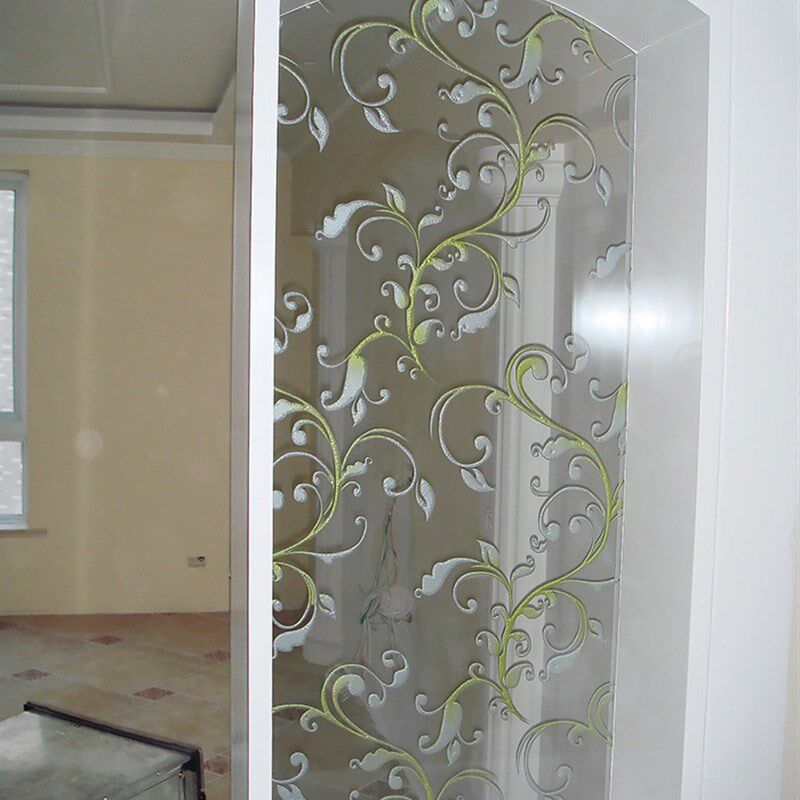 定制钢化雕刻工艺术玻璃隔断玄关屏风门芯天花吊顶欧式简约薰衣草