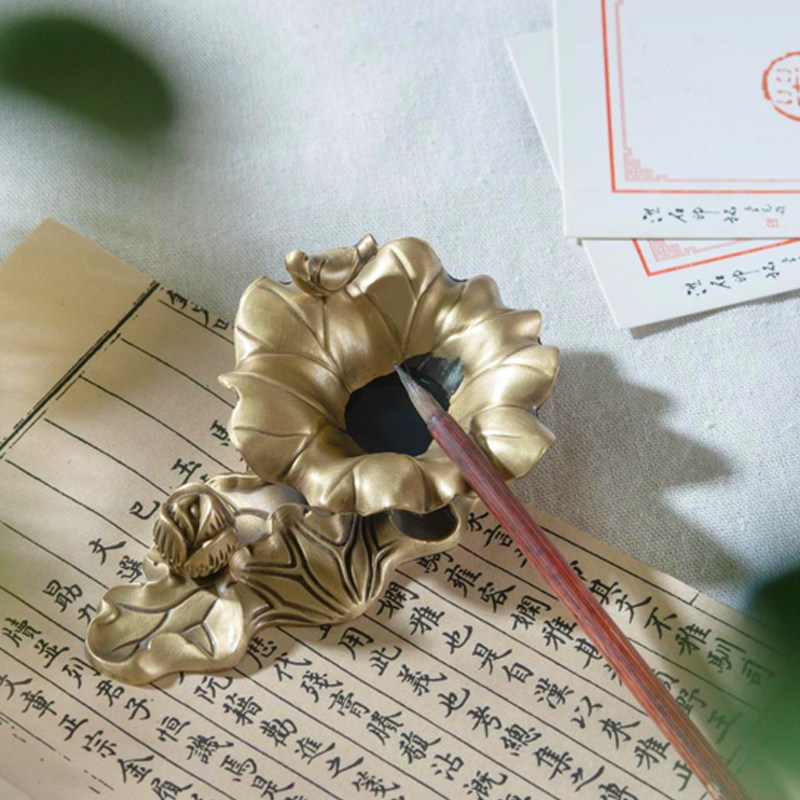 小池黄铜笔洗复古摆件多功能笔山文房书画工具用品毛笔笔搁笔枕,文具电教/文化用品/商务用品,笔洗,淘宝优惠券,粉丝福利购,淘宝优惠卷