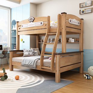 上下床两层高低橡木子母床双人木床上下铺双层床全实木儿童子母床