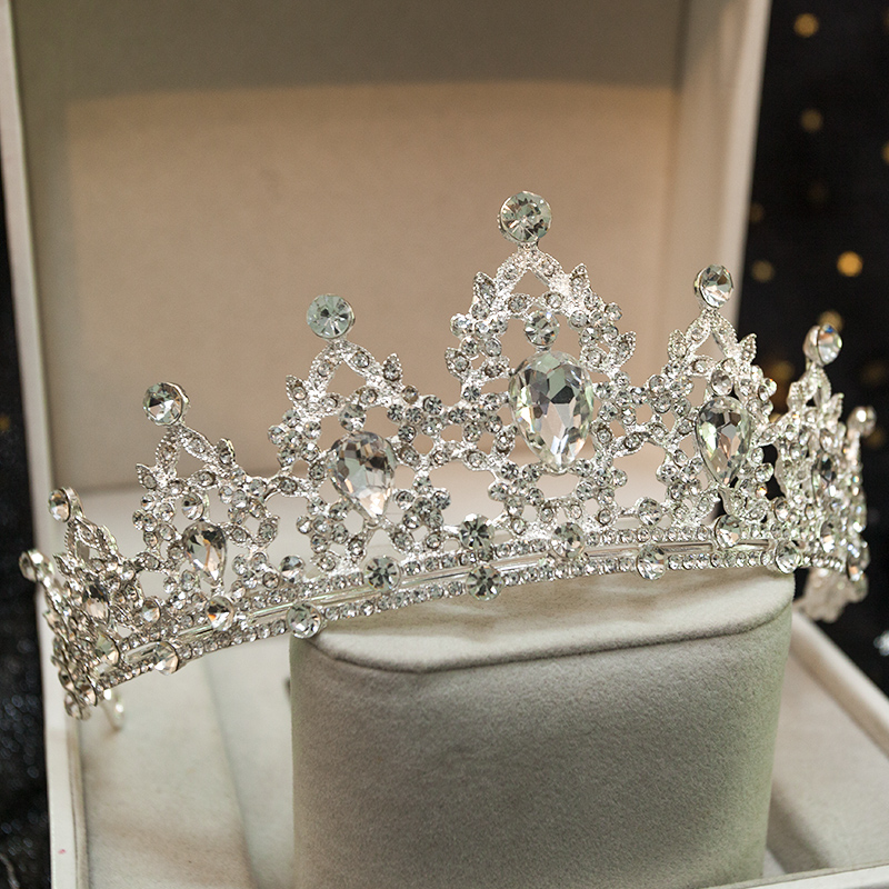 儿童皇冠头饰公主高端女童演出银色公主裙花童生日发饰小女孩王冠