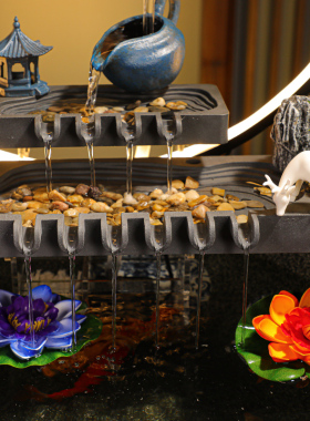 悬壶精美流水循环生喷泉鱼缸桌面办公室装饰乔迁新居创意中式摆件