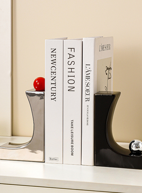 创意小众书挡摆件电视柜酒柜客厅玄关书柜陶瓷桌面书立家居装饰品