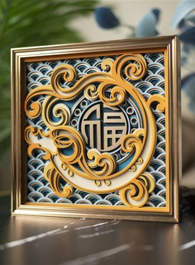 梯木叠雕龙年客厅电视柜玄关装饰小摆件家居饰品新年礼物乔迁礼品