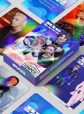 124pcs镭射卡KPOP韩流BIGBANG闪卡迷你贴纸明星ins应援卡LOMO卡片