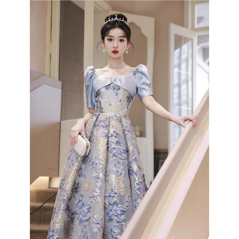 晚礼服女2025新款主持人轻奢小众法式毕业宴会成人礼礼服裙高级