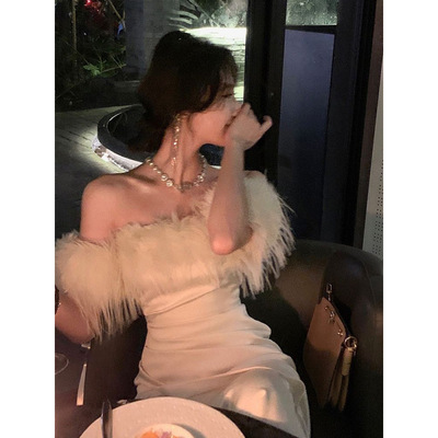 浮世舞会 高级感聚会法式晚礼服一字连衣裙女秋冬生日party小礼