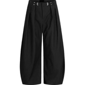 弯刀西裤 竖条纹阔腿宽松直筒休闲长裤 复古褶皱设计男女春秋季 美式