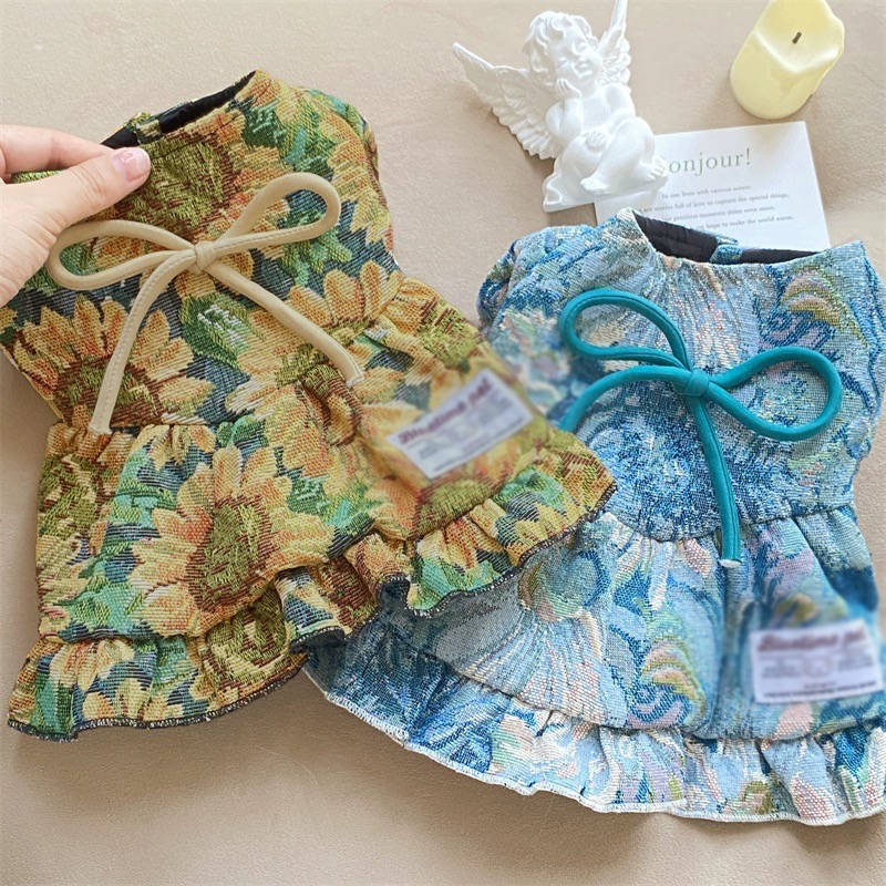 油画小公主宠物衣服泰迪秋装裙子中大型犬布偶猫连衣裙公主狗裙子
