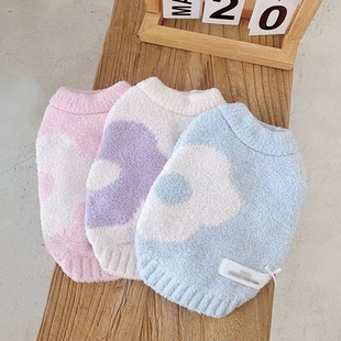 秋冬花朵宠物毛衣狗狗保暖背心泰迪比熊博美约克夏猫咪衣服小型犬