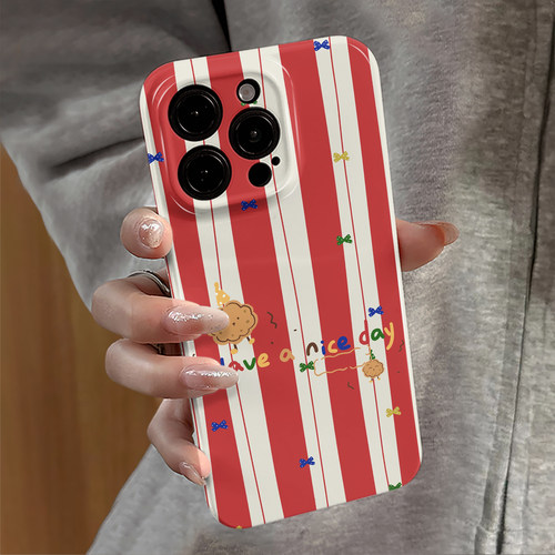 适用苹果16promax手机壳女iPhone15pro新款13小米mate华为14个性xsmax防摔oppo红米11竖纹饼干vivo套12荣耀E