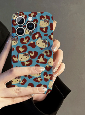 适用苹果15pro手机壳可爱女iPhone16promax新款iP13镜头14全包豹纹猫咪12防摔xr保护套plus小众11高级xs硅胶