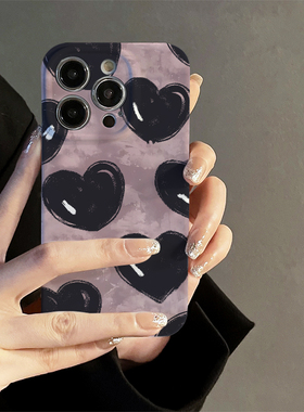 适用于华为nova10pro手机壳菲林黑色爱心7se套全包畅享50防摔nove5pro网红4新6高级感8男女款曲面屏Hinova9硬