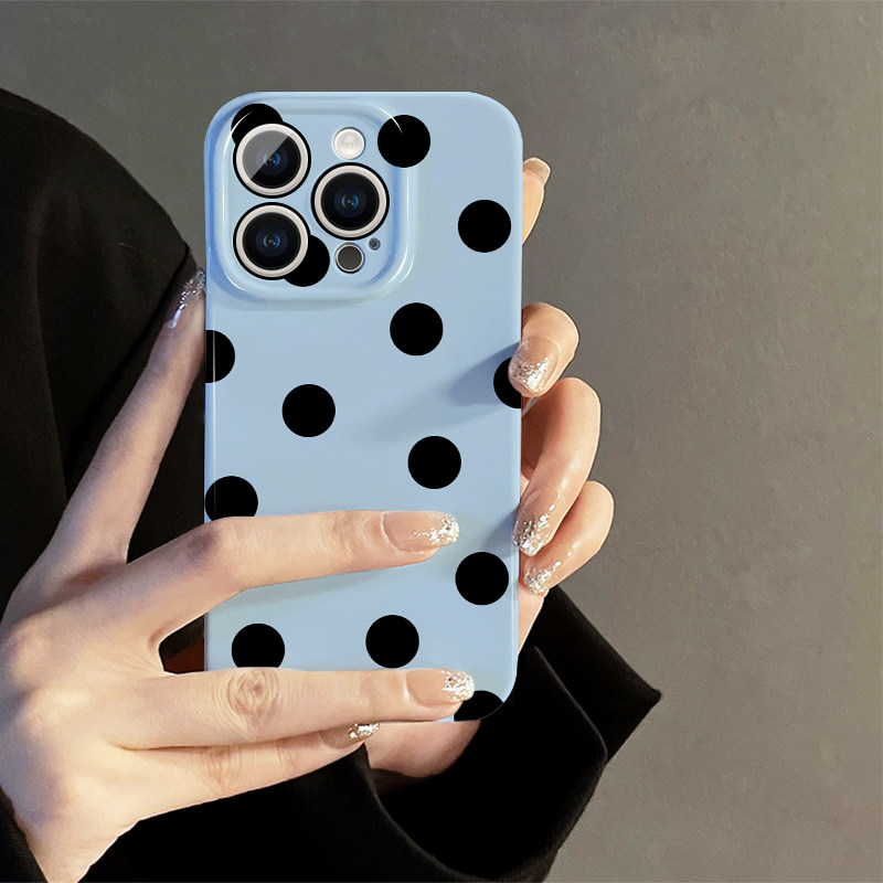 ins简约风蓝色波点适用iphone15promax苹果14新款13全包mini防摔xr创意小众高级感12菲林网红8plus11手机壳女