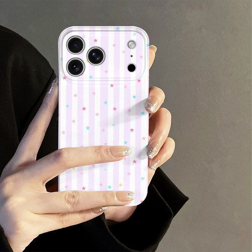 条纹星星适用苹果18promax手机壳iPhone17pro简约16日韩15小众oppo14防摔套13十八新款华为荣耀小米vivo红米