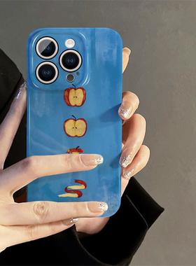 适用苹果15华为小米oppo红米手机壳女vivo荣耀iPhone16卡通12蓝底苹果13promax新款ip14保护套mate70防摔11薄
