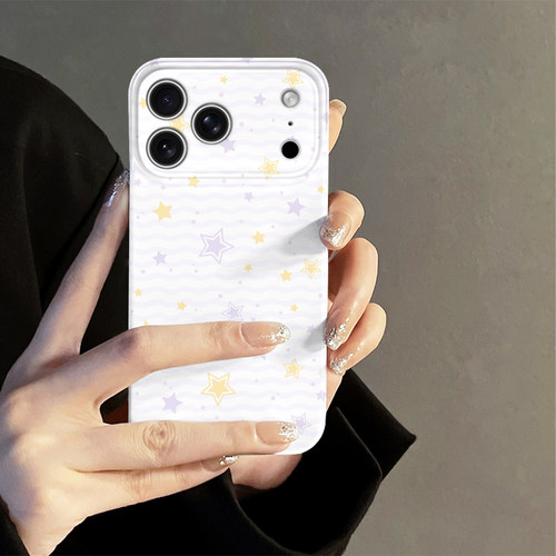 波浪星星适用苹果18promax手机壳iPhone17pro简约16日韩15小众oppo14防摔套13十八新款华为荣耀小米vivo红米