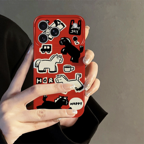 满屏小马适用苹果16promax手机壳iPhone17pro新款15pro红色14马年13防摔套oppo本命年12小米华为荣耀vivo红米