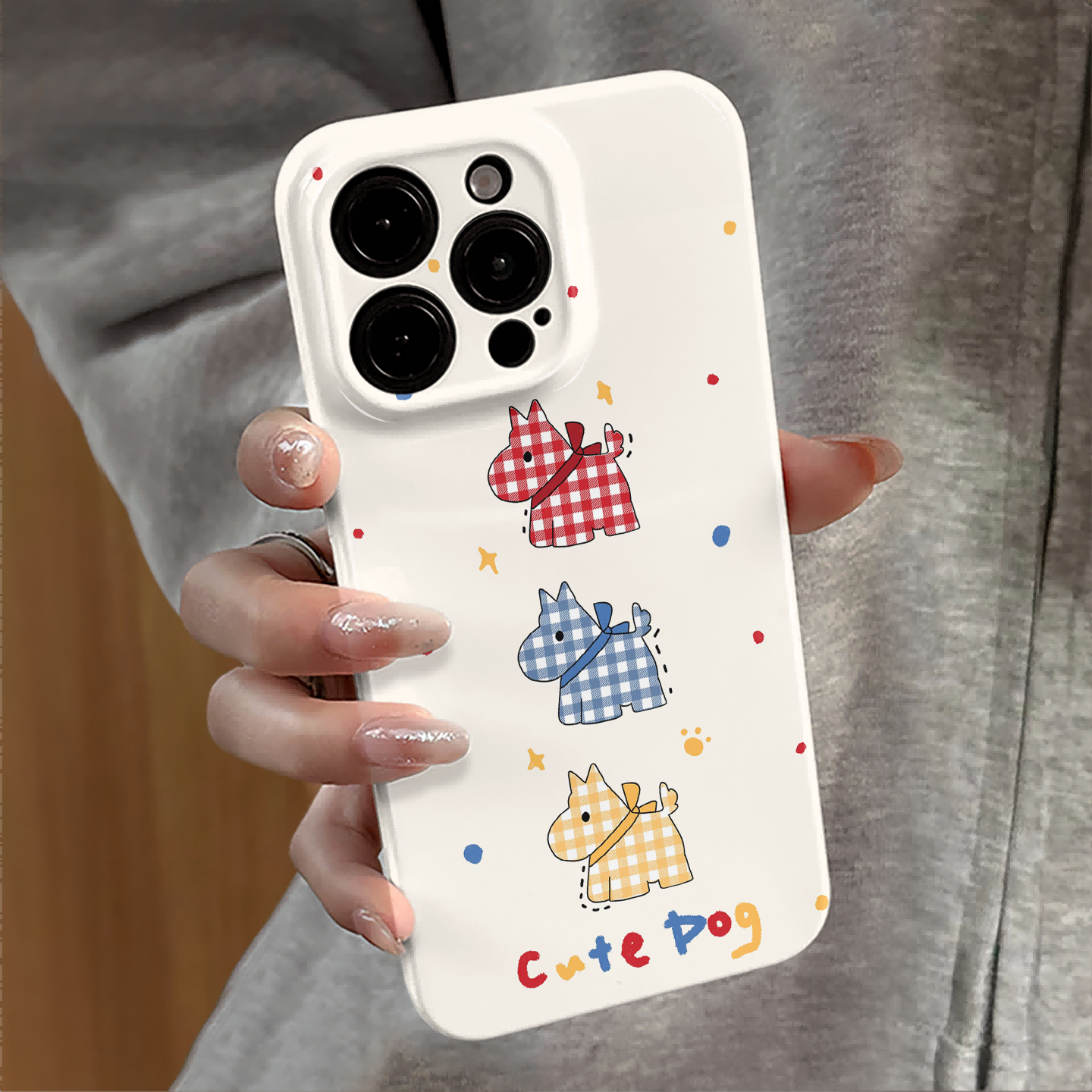 适用苹果15pro手机壳女iPhone16promax新款13高级mate华为14红米xsmax防摔oppo小米16e格纹小狗vivo套12荣耀1