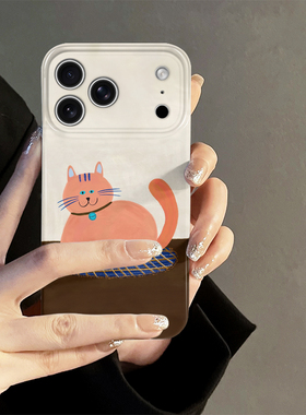 可爱猫咪适用苹果16promax手机壳iPhone17pro新款iP15pro简约14卡通13防摔套oppo12小米小众华为荣耀vivo红米