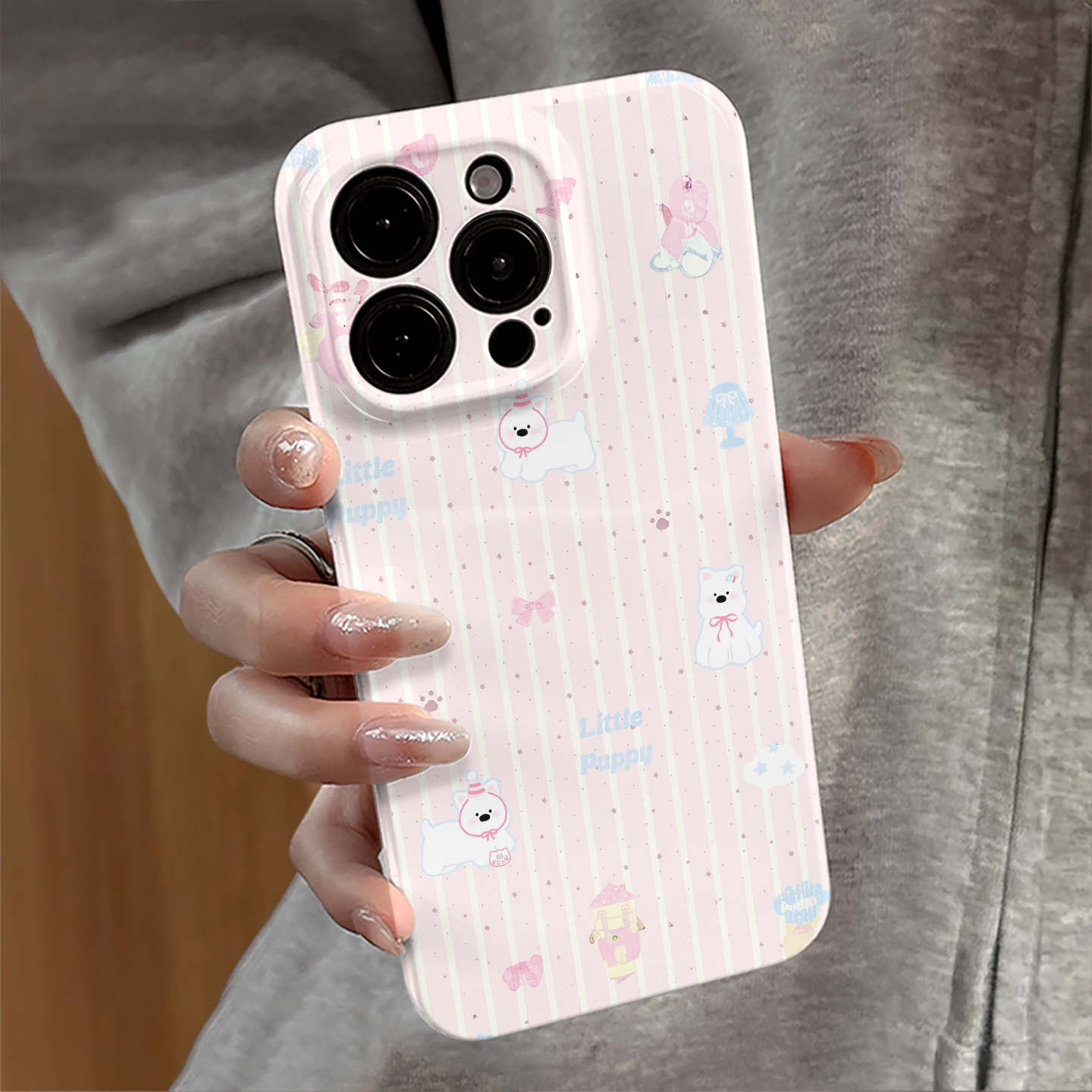 适用iPhone15promax手机壳新款苹果16pro女14小米xsmax华为13卡通mate防摔oppo红米16e竖纹小狗vivo套12荣耀1