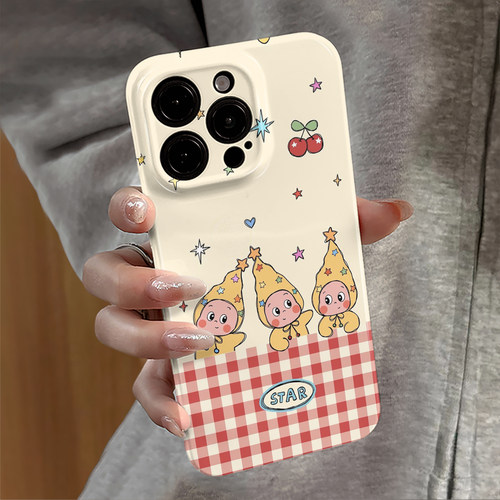 适用苹果17promax手机壳iPhone16pro新款15pro卡通13格纹星星人14小米12防摔套oppo华为荣耀11全包vivo红米e