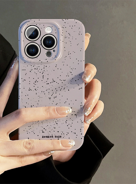 紫底点点适用iphone15promax苹果14新款13全包mini防摔xr创意白色可爱简约小众高级感12菲林8plus11手机壳女