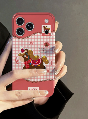 格纹小马适用苹果16promax手机壳iPhone17pro新款iP15pro新年14卡通13防摔套oppo12小米马年华为荣耀vivo红米