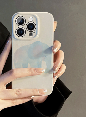适用苹果16promax手机壳女款iPhone15pro新款iP13简约14油画大象12保护套8防摔11全包xsmax卡通7plus菲林mini