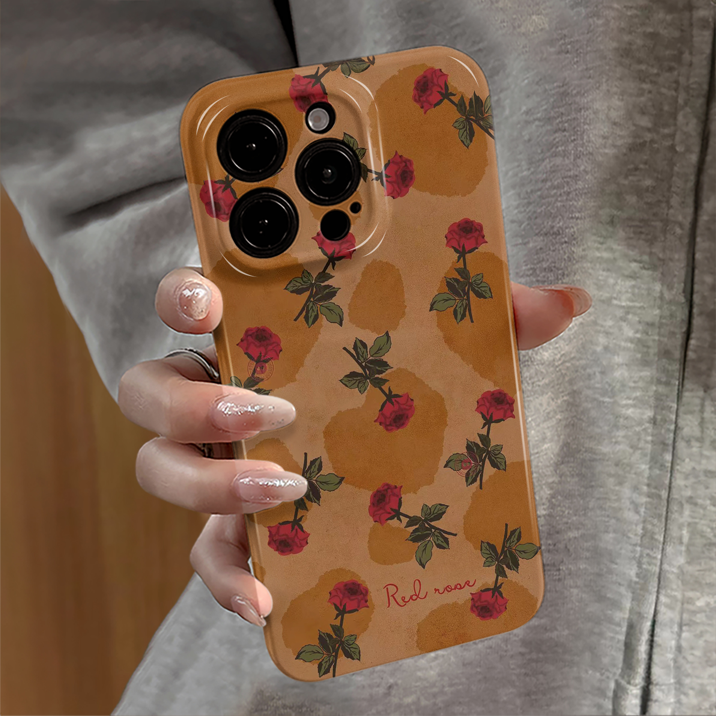 爱心玫瑰适用苹果17promax手机壳iPhone16pro个性iP15pro新款13/14防摔套创意12华为oppo荣耀11小米vivo红米e