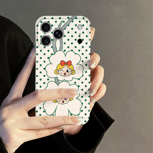 花朵女孩适用苹果18promax手机壳iPhone17pro简约16日韩15卡通oppo14防摔套13十八新款华为荣耀小米vivo红米
