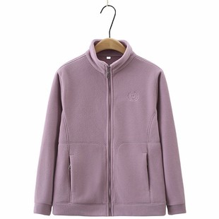 妈妈摇粒绒外套女中老年女装春秋装上衣老奶奶太太春装时尚抓绒衣