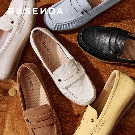 专柜正品森达2026春款女鞋乐福鞋豆豆鞋通勤皮鞋平底单鞋4JPB9AM6