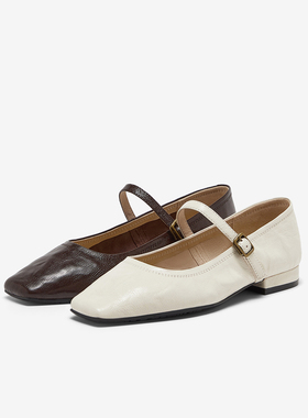Bata羊皮书玛丽珍女2025春季新款复古优雅百搭浅口单鞋7091AAQ5