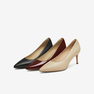 新款 TATA他她气质黑色高跟鞋 2025春季 浅口单鞋 7DDZ3AQ5 不累脚女鞋