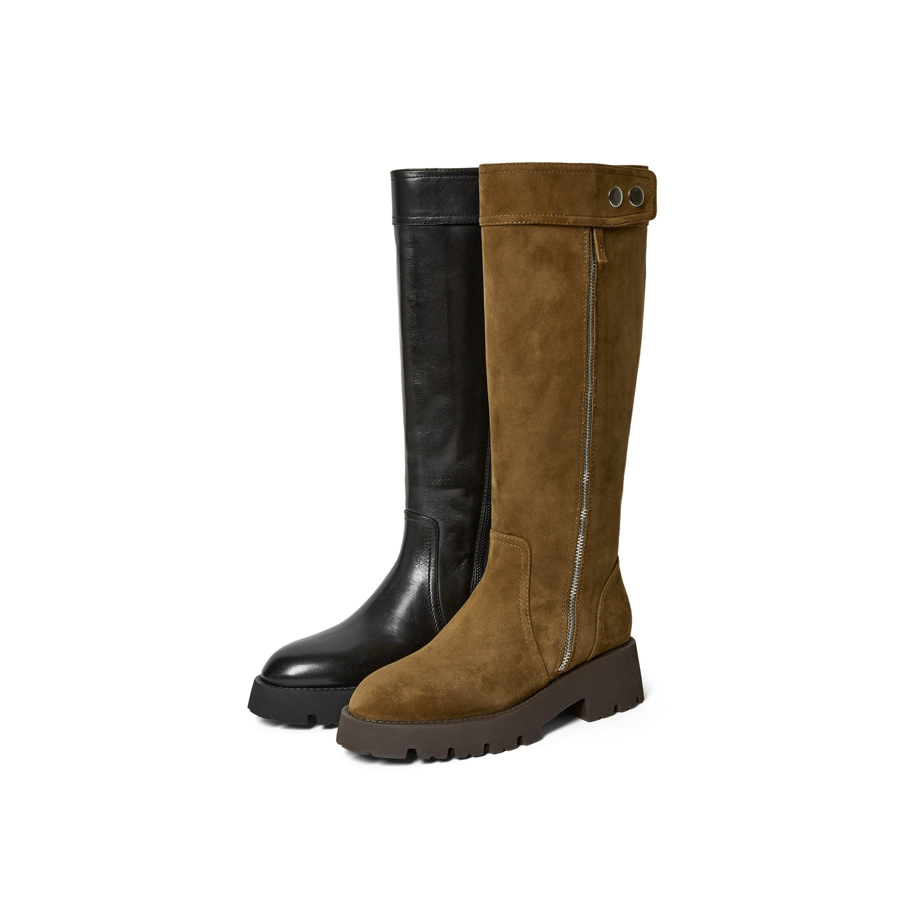 真美诗2025冬季新款牛皮小众时髦机车靴厚底骑士靴长靴女25810DG5,女鞋,骑士靴,淘宝优惠券,粉丝福利购,淘宝优惠卷