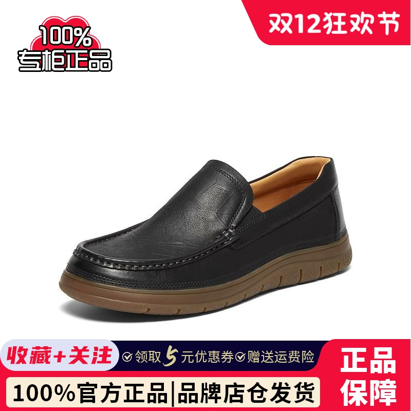 天美意2024秋新款商场同款帅气英伦套脚商务男休闲皮鞋3RX02CM4