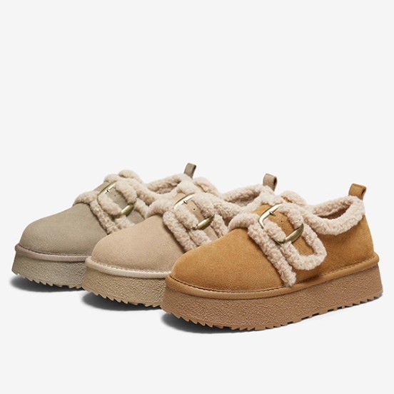 专柜正品百思图2025冬新款女鞋毛毛鞋棉鞋厚底加绒雪地靴L0028DM5