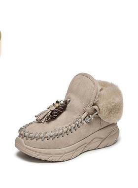 思加图2025冬季新款复古雪地靴保暖加绒短靴厚底女靴S6030DD5