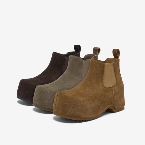 专柜正品百思图2025冬新款女鞋时尚切尔西靴厚底增高短靴W0652DD5