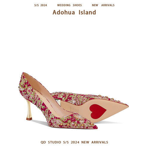 绝美结婚新娘婚鞋女日常可穿不累脚高跟鞋红色新中式龙凤褂秀禾鞋